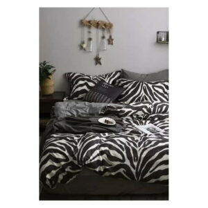 Černobílé bavlněné povlečení na dvoulůžko/prodloužené s prostěradlem 200x220 cm – Mila Home