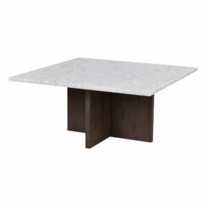 Bílo-hnědý mramorový konferenční stolek 90x90 cm Brooksville - Rowico